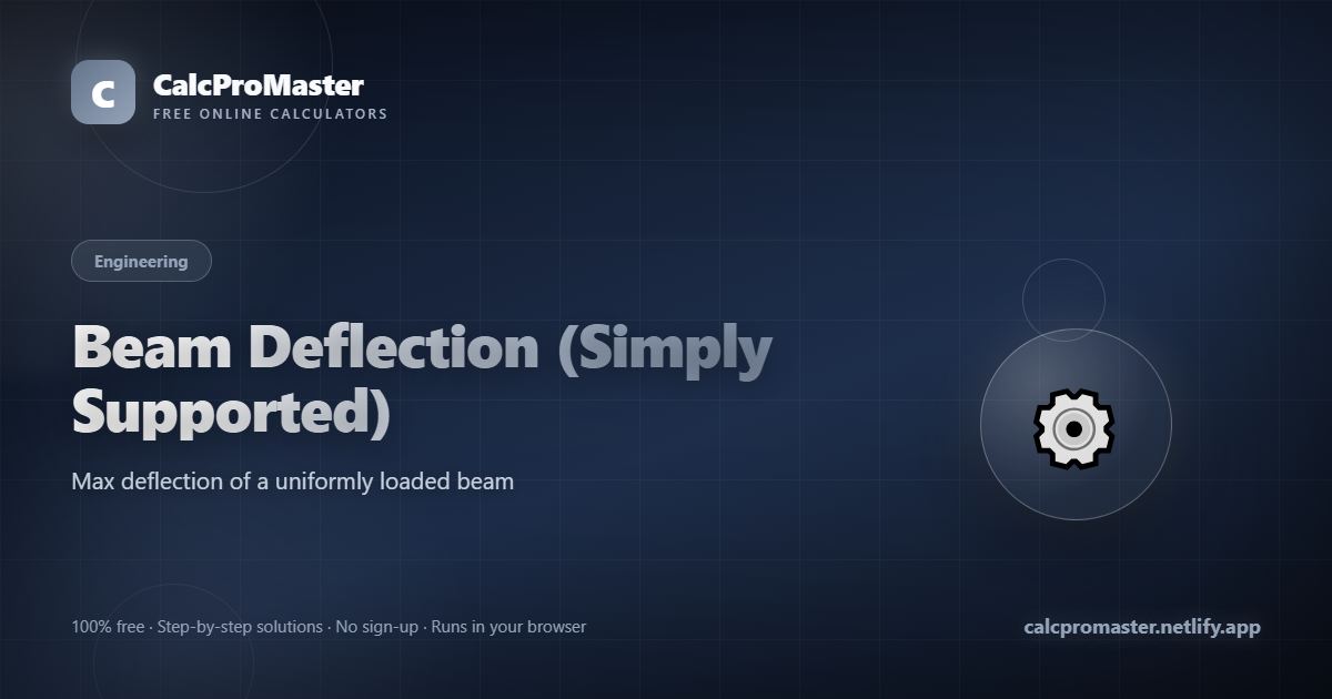Beam Deflection (Simply Supported) calculator — free online tool