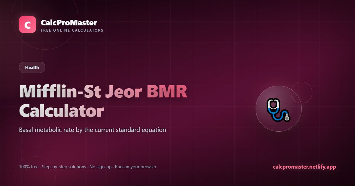 Mifflin-St Jeor BMR Calculator calculator — free online tool