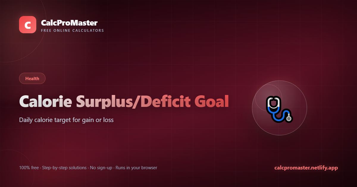 Calorie Surplus/Deficit Goal calculator — free online tool