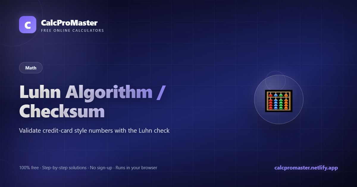 Luhn Algorithm / Checksum calculator — free online tool