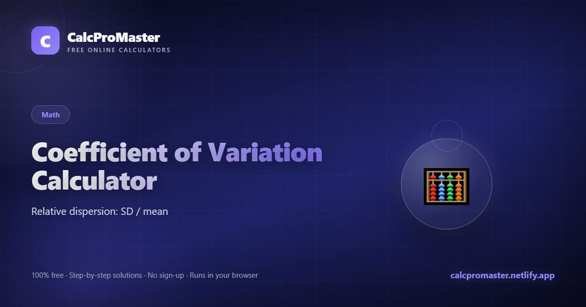 Coefficient of Variation Calculator calculator — free online tool