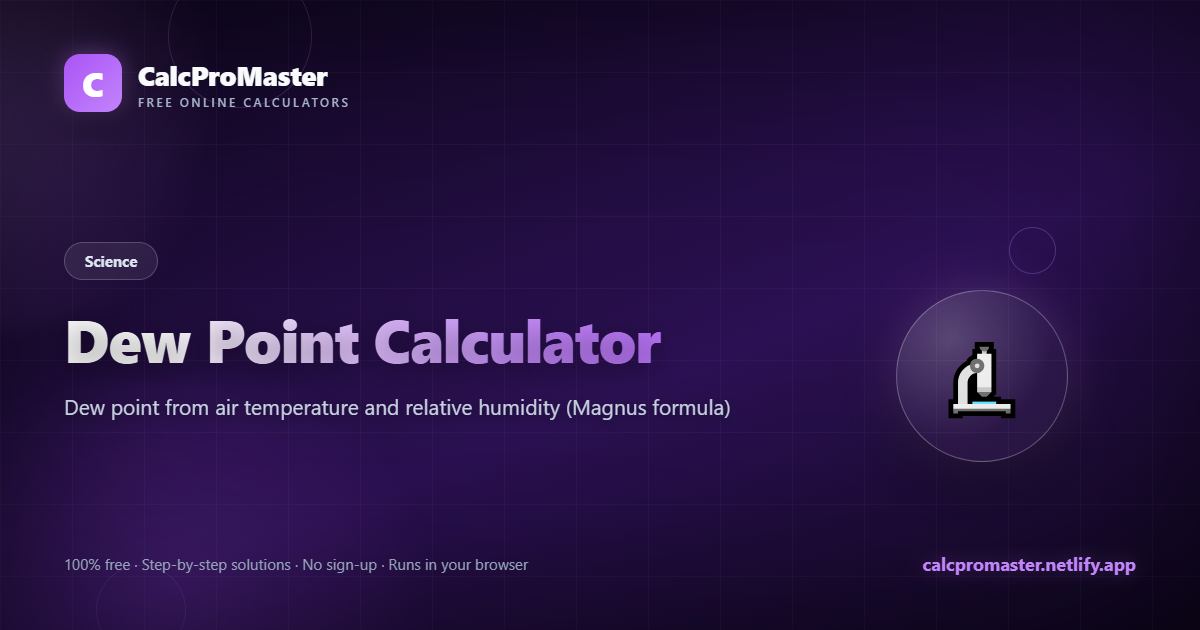 Dew Point Calculator calculator — free online tool