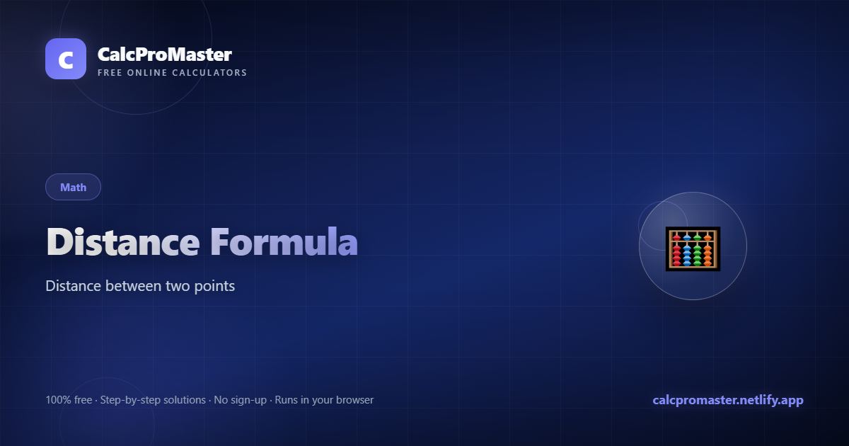 Distance Formula calculator — free online tool