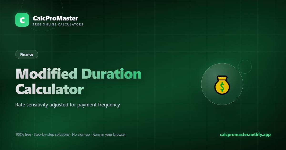 Modified Duration Calculator calculator — free online tool