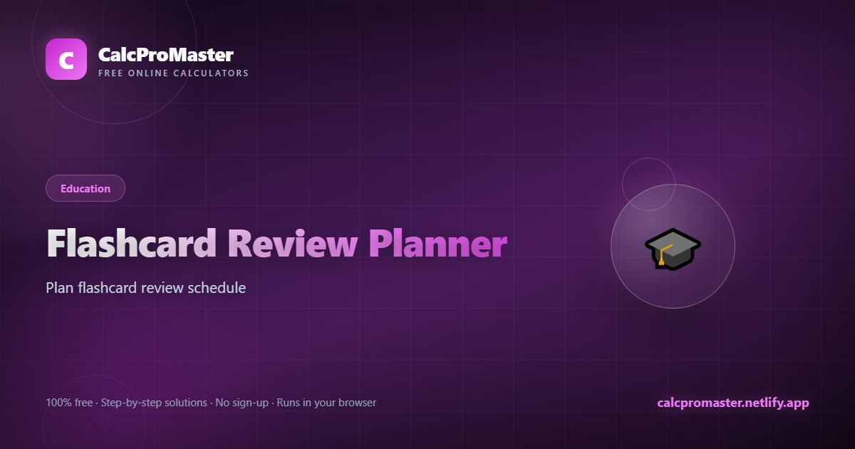 Flashcard Review Planner calculator — free online tool