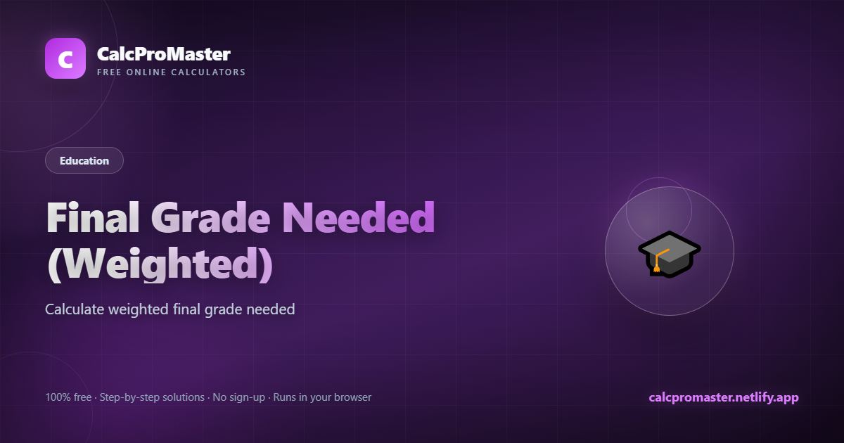 Final Grade Needed (Weighted) calculator — free online tool