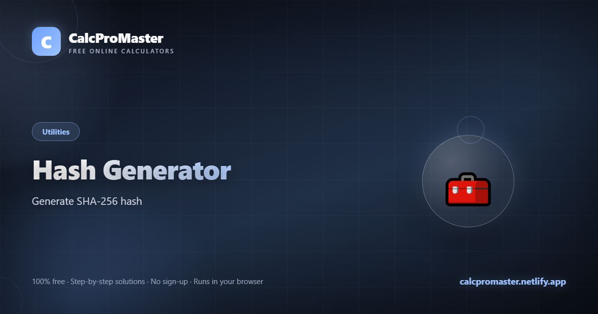 Hash Generator calculator — free online tool