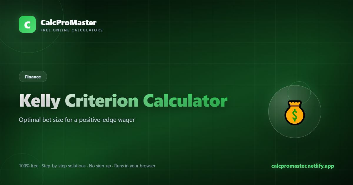 Kelly Criterion Calculator calculator — free online tool