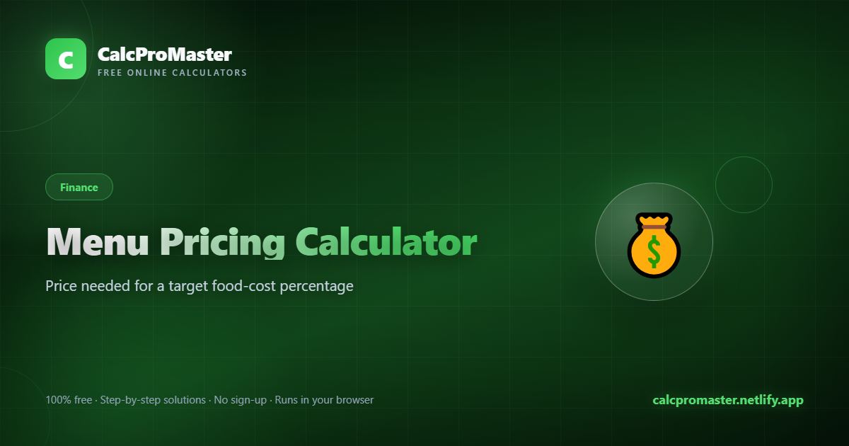 Menu Pricing Calculator calculator — free online tool
