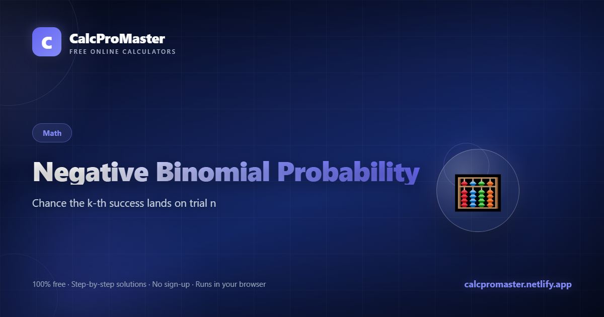 Negative Binomial Probability calculator — free online tool