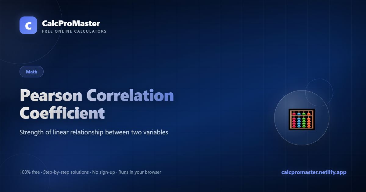 Pearson Correlation Coefficient calculator — free online tool