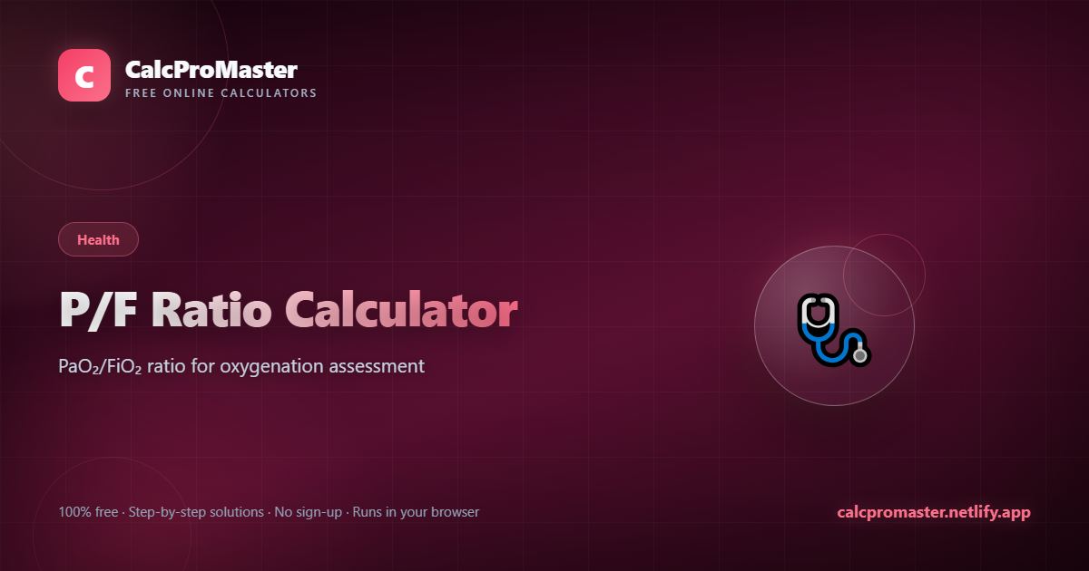 P/F Ratio Calculator calculator — free online tool