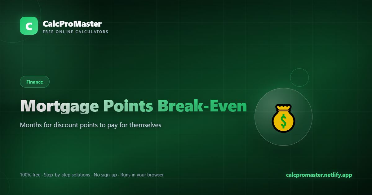 Mortgage Points Break-Even calculator — free online tool