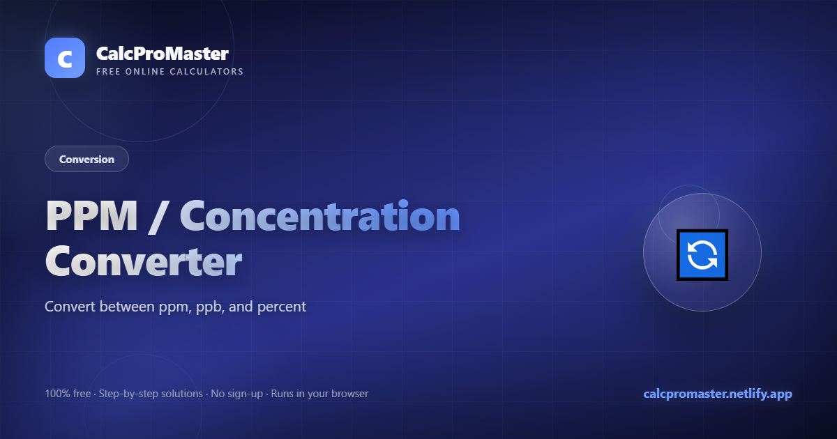 PPM / Concentration Converter calculator — free online tool