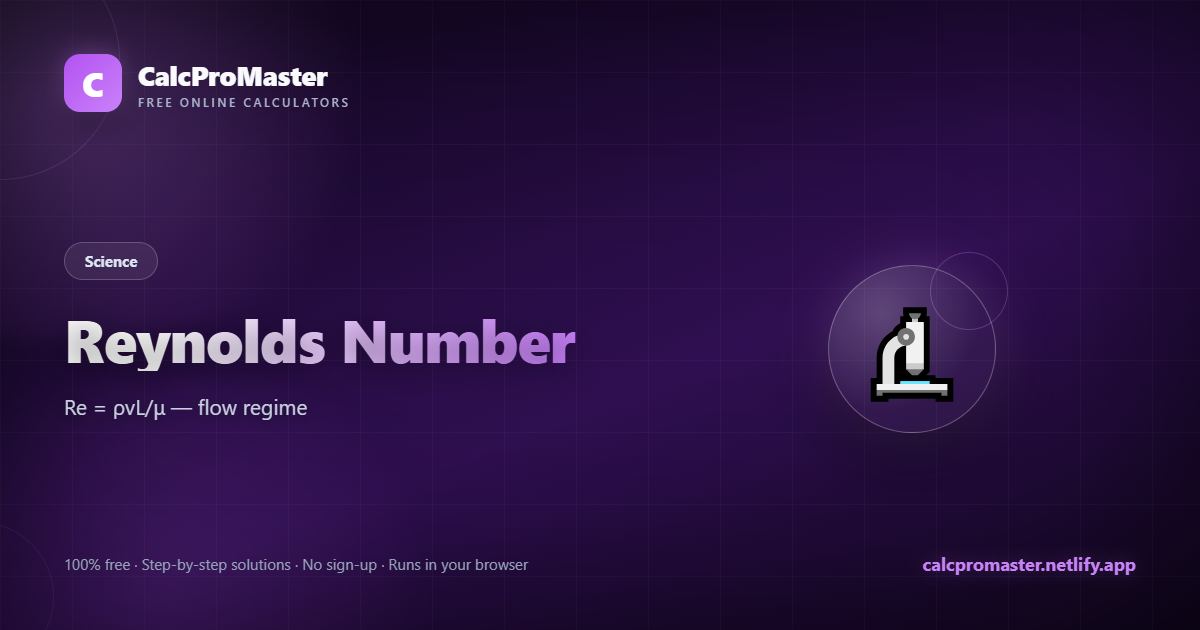 Reynolds Number calculator — free online tool