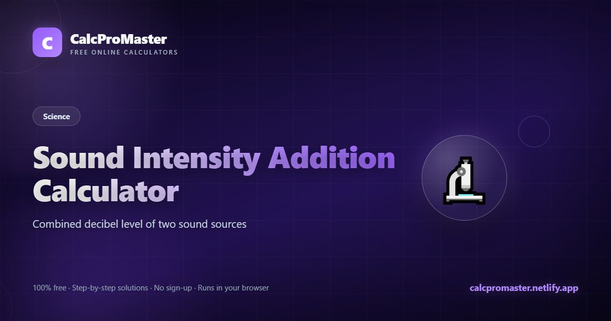 Sound Intensity Addition Calculator calculator — free online tool