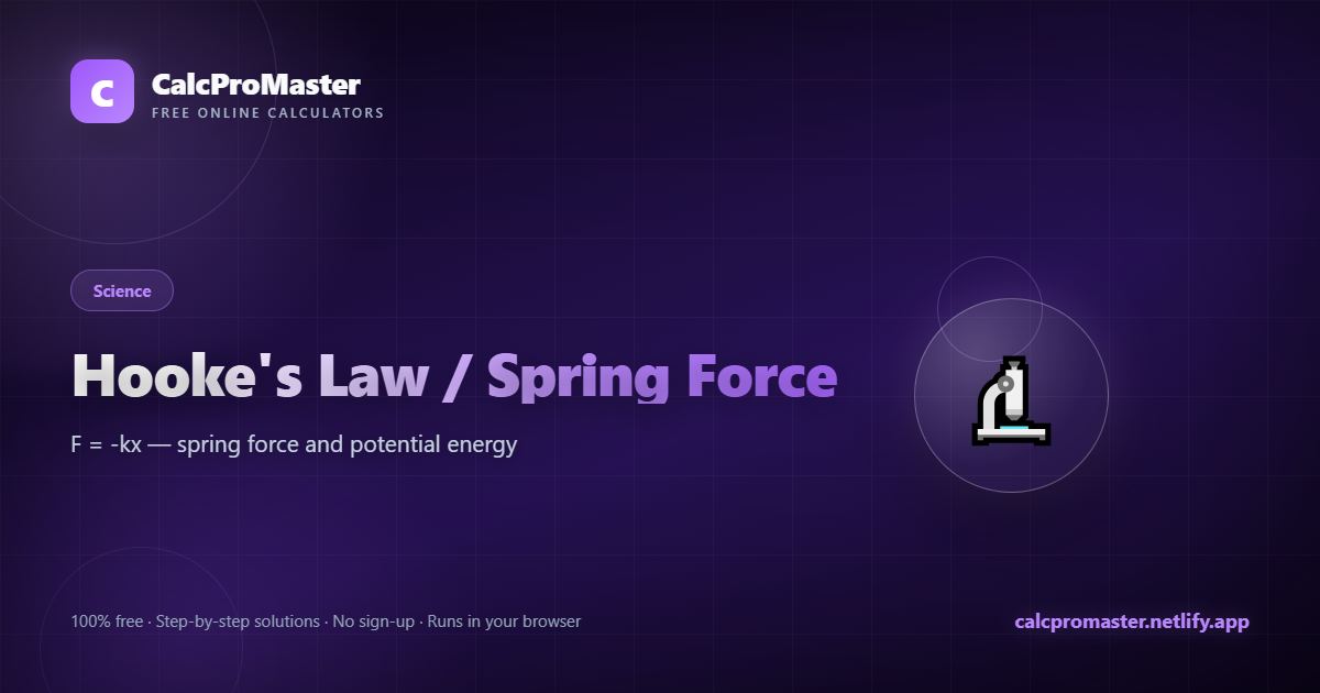 Hooke's Law / Spring Force calculator — free online tool