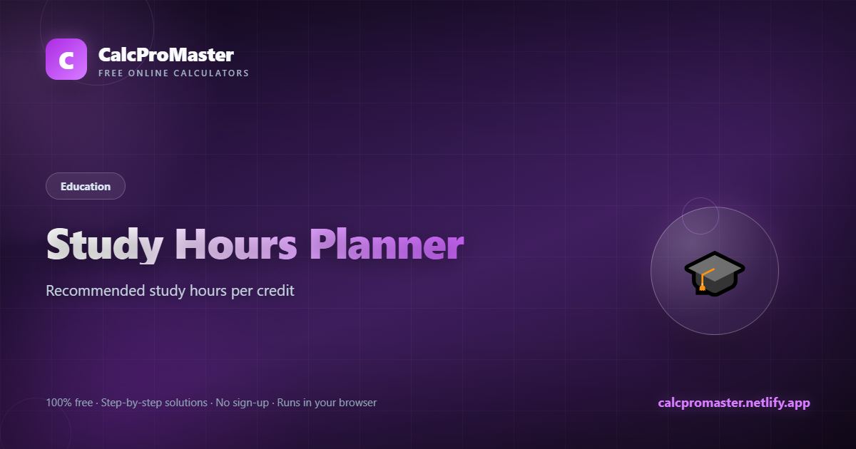 Study Hours Planner calculator — free online tool