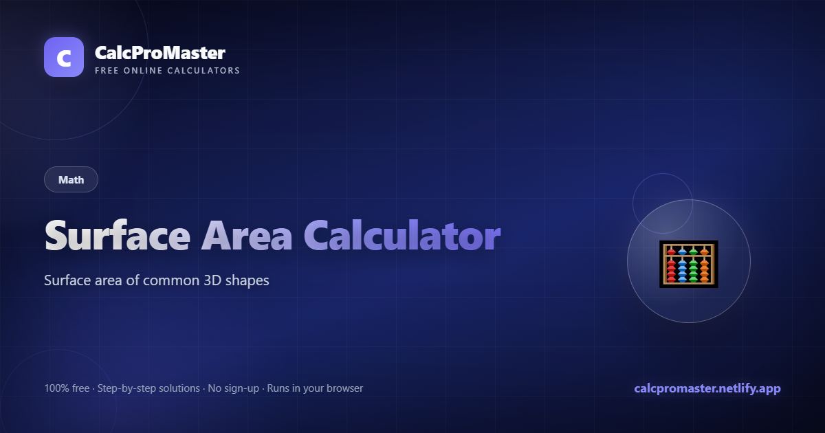 Surface Area Calculator calculator — free online tool