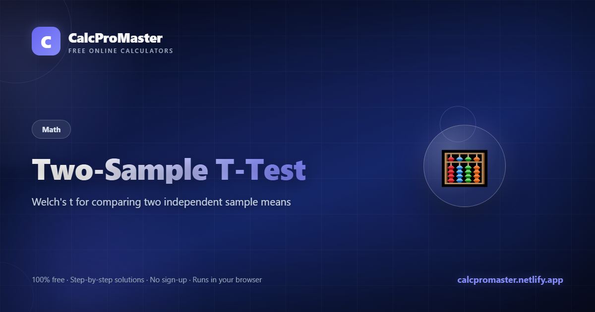 Two-Sample T-Test calculator — free online tool