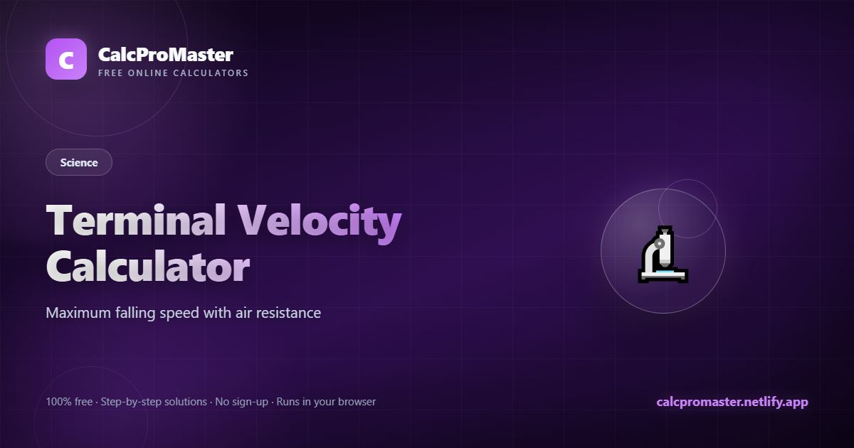 Terminal Velocity Calculator calculator — free online tool