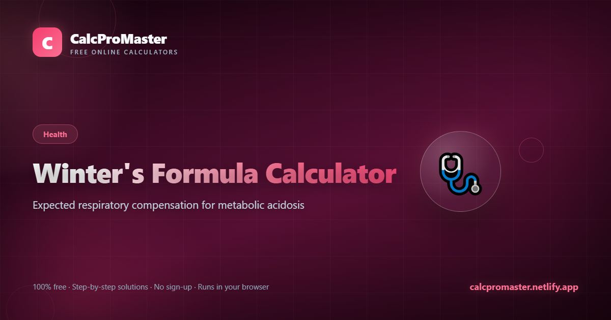 Winter's Formula Calculator calculator — free online tool